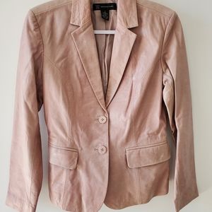 INC PINK LEATHER BLAZER JACKET - SIZE S